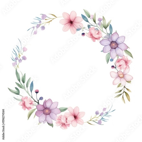 Flower easter circle border pattern white background inflorescence.