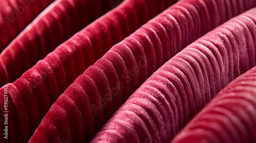 Detailed close-up of velveteen corduroy fabric, highlighting its rich texture and warm hues, ideal for fashion, product, and educational use. Velvetfern. Illustration