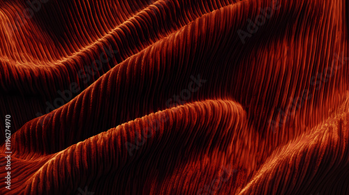 Detailed close-up of velveteen corduroy fabric, highlighting its rich texture and warm hues, ideal for fashion, product, and educational use. Velvetfern. Illustration