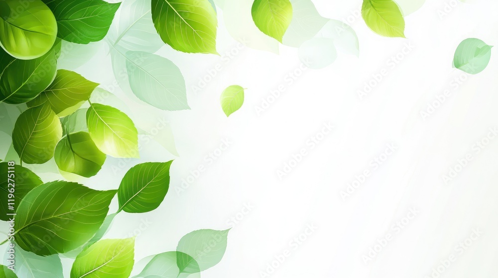 A clean and vibrant banner design featuring intricate leaf patterns in different shades of green on a seamless white background. A clean and vibrant banner design featuring intricate leaf patterns in different shades of green on a seamless white background.