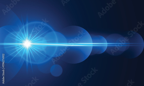 Blue lens flare light Shine effect on transparent background. sparkle stars bright glowing.vector illustration