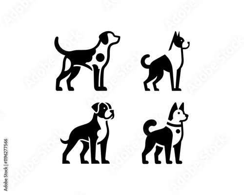 Set of Dog Logo Design Icon Symbol Vector Template.