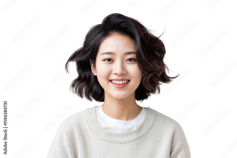Portrait of a beautiful, smiling Asian woman with happy face, isolated on transparent background Portrait of a beautiful, smiling Asian woman with happy face, isolated on transparent background
