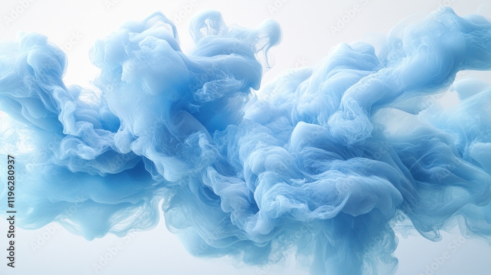 Fototapeta premium Blue ink swirling underwater, studio background, design element