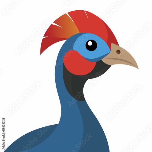 helmeted guineafowl isolated on white background