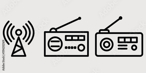 radio outline or line icon design bundle.