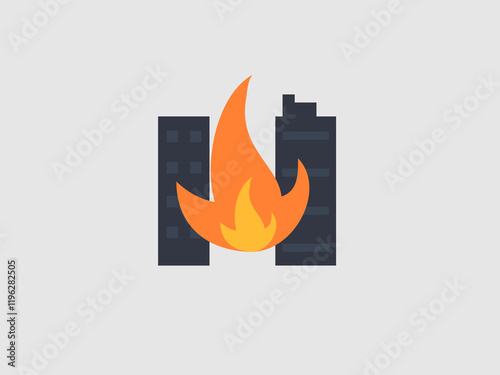 possibly a building fire or a more symbolic representation of urban unrest or disaster