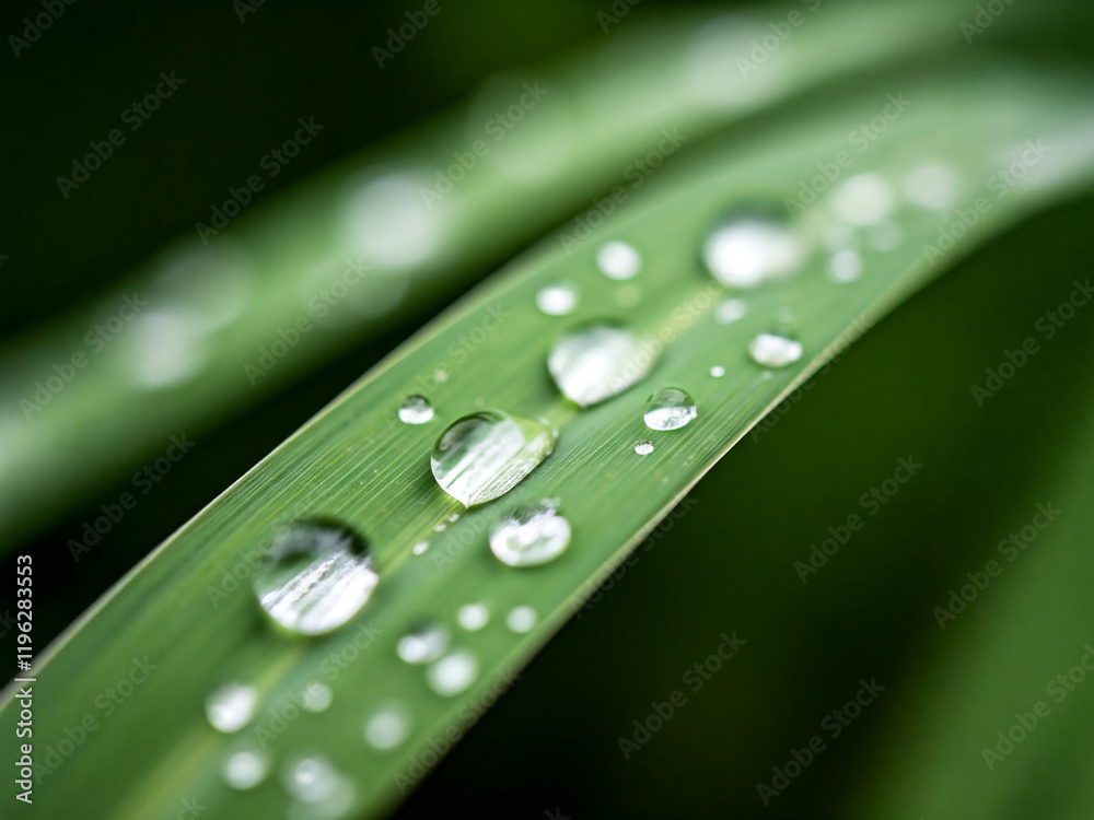 Macro shot of fresh green grass blades with water droplets, showcasing natural beauty, freshness, and a serene atmosphere, ideal for nature, environment, or wellness themes Macro shot of fresh green grass blades with water droplets, showcasing natural beauty, freshness, and a serene atmosphere, ideal for nature, environment, or wellness themes