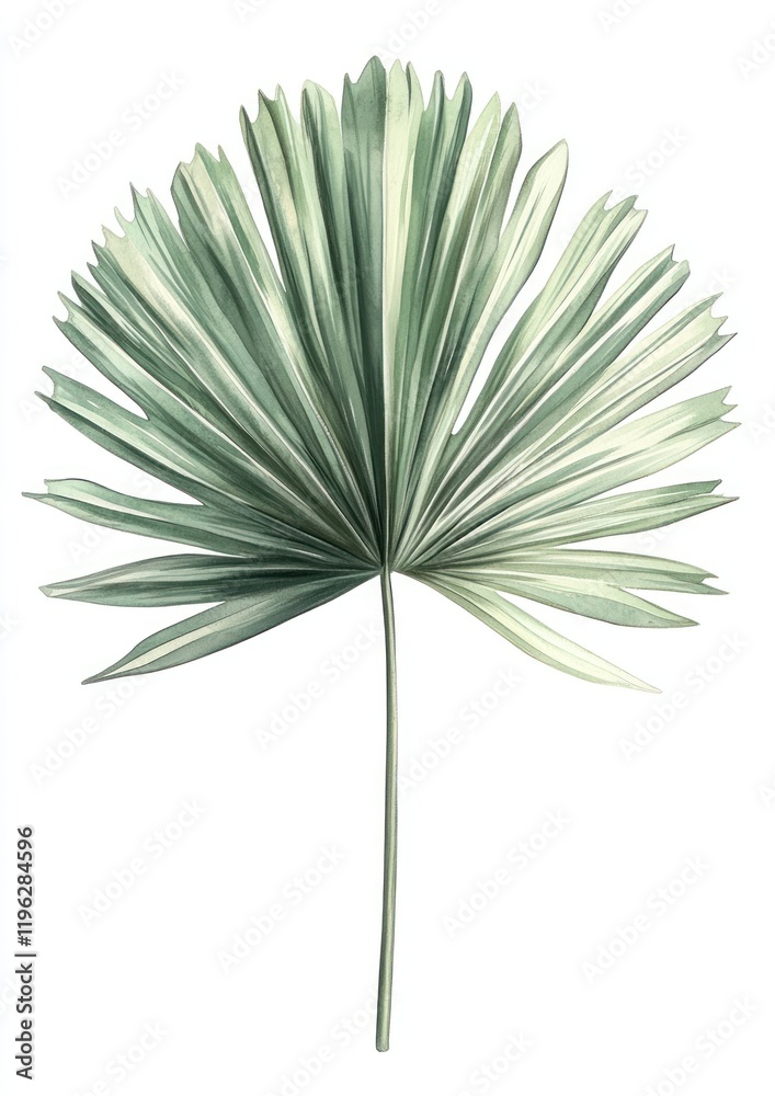 Fototapeta premium Fan palm leaf art illustration plant.