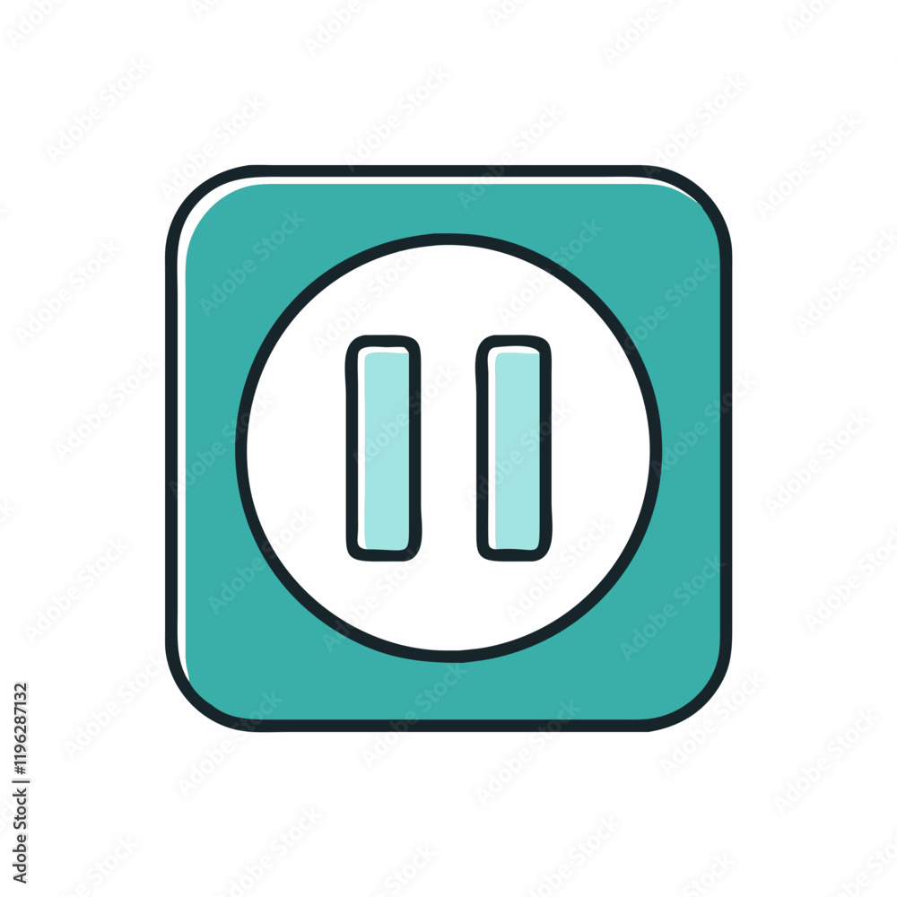 Pause button icon in teal outline with rounded square Pause button icon in teal outline with rounded square