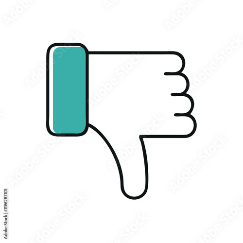 Thumbs down icon in teal and white outline style