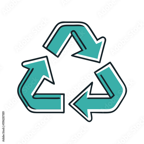 Free Download Recycling symbol icon with arrows in teal outline - GFXLoad