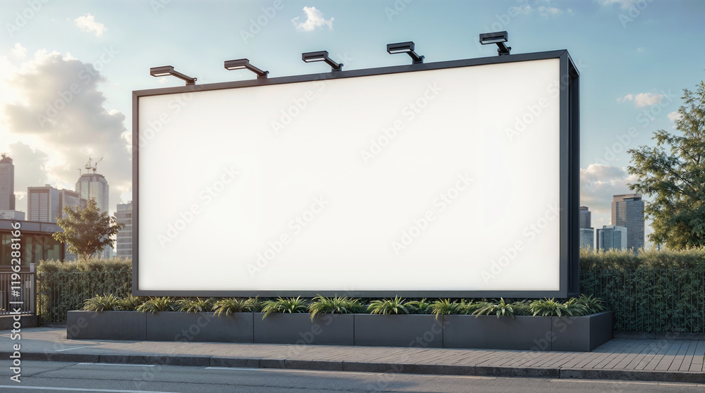 Obraz premium Empty City Street Billboard Mockup for Advertising and Design Showcases