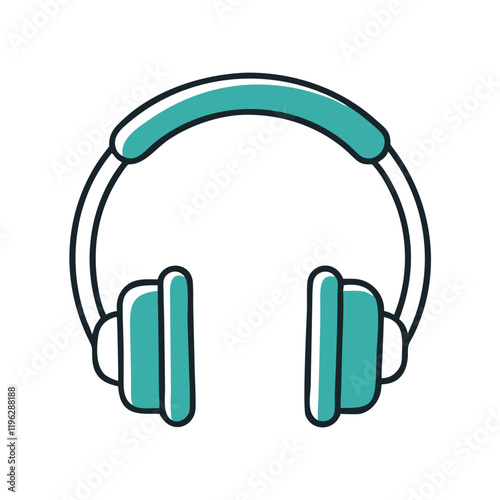 Headphones icon in teal and white outline style
