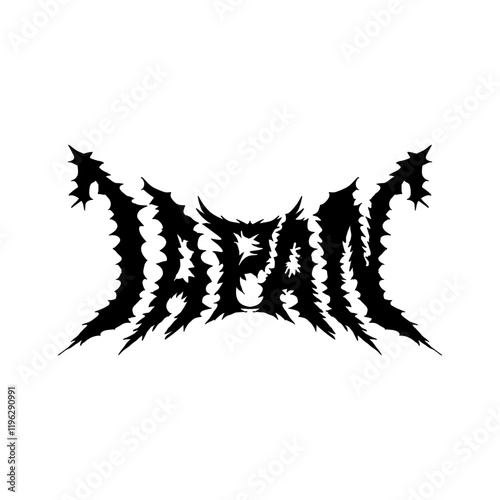 japan word with death metal font hand drawing vector isolated on background.