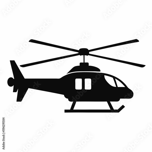 Black Helicopter Vector Graphic