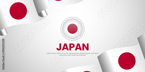 Japan waving realistic flag for independence day banner with blank space area for text design