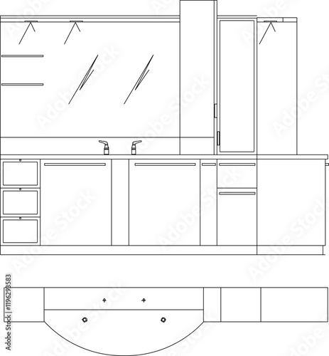 vector illustration design image of lavatory and bathroom in home bathroom interior 