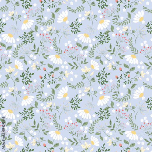 Beautiful floral fabric pattern in a flower field