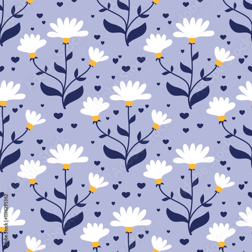 Beautiful floral fabric pattern in a flower field