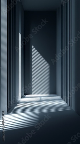 Light and shadow play in a minimalist room