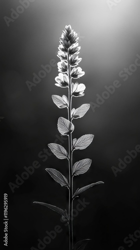 Silhouette of a flower against a dark background.