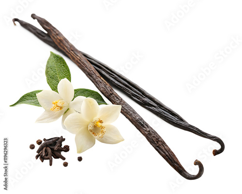 A vanilla bean isolated on transparent background