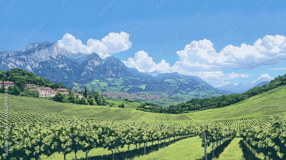 Fototapeta premium A beautiful landscape with a mountain range in the background