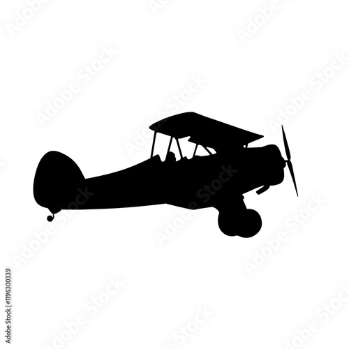 Vintage Biplane Silhouette Vector