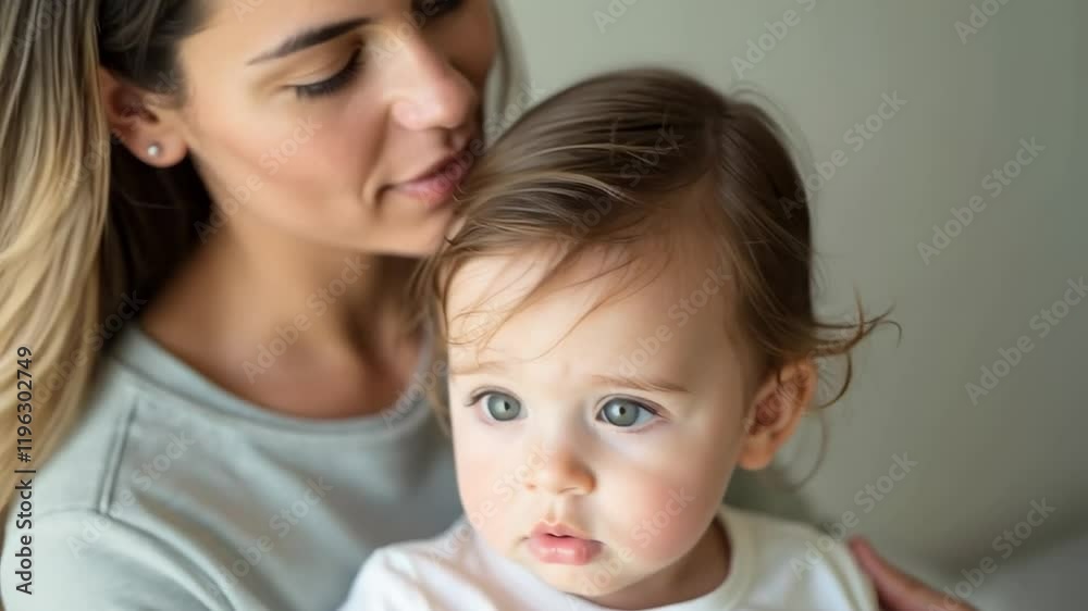 Tender Moment: A Close-Up of a Mother Embracing Her Child, Capturing Emotion and Love in a Heartwarming Family Scene Tender Moment: A Close-Up of a Mother Embracing Her Child, Capturing Emotion and Love in a Heartwarming Family Scene