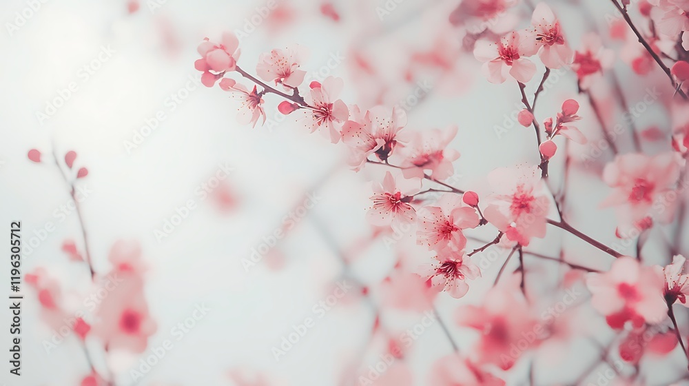 Pink blossoms blooming, spring orchard, sunlit, soft focus, website banner Pink blossoms blooming, spring orchard, sunlit, soft focus, website banner
