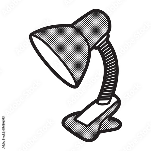 study lamp clamp model, black and white vector