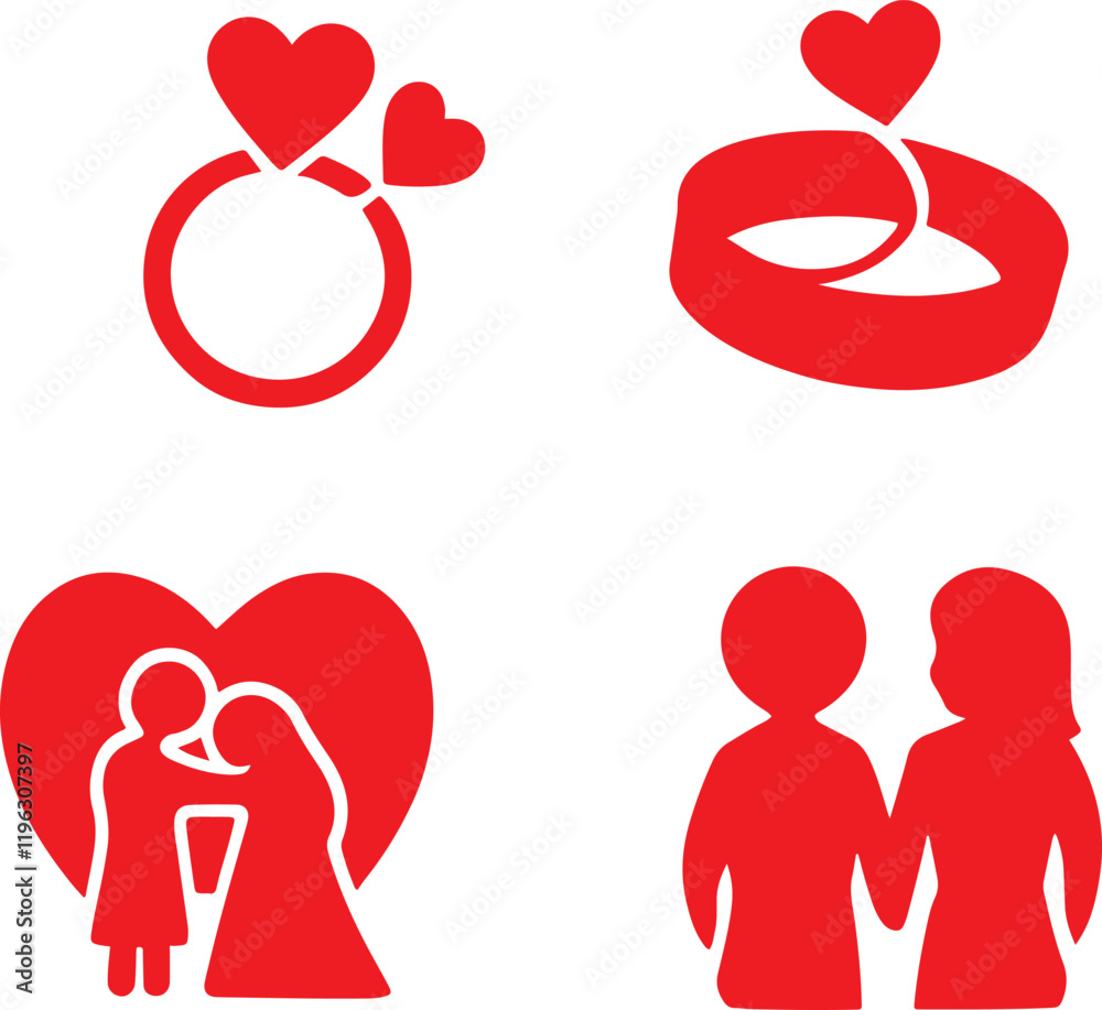 set of icons of hearts, illustration of vector silhouette set of icons of hearts, illustration of vector silhouette