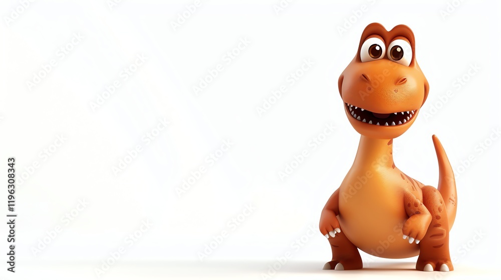 Naklejka premium A 3D cartoon dinosaur smiles and looks at the camera.