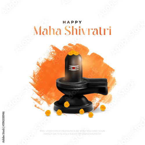 Maha Shivratri Greeting in Hindi. Mahashivratri Shiv Background Design. A Hindu festival celebrated of lord shiva night. English Translation - Happy Maha Shivratri photo