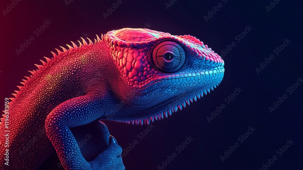 Obraz premium Half Color Chameleon Concept Digital Background, Generative AI