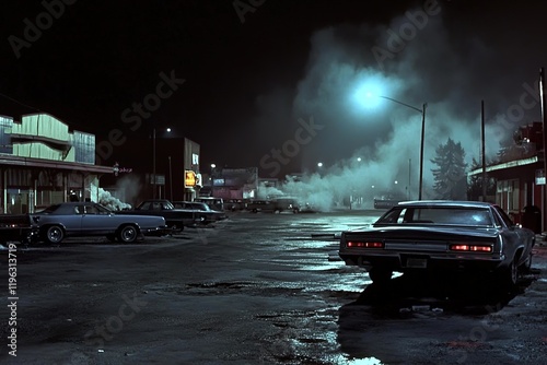 Dark City Showdown: Gripping Action Movie Screenshot hero film noir night scene fight chase urban   