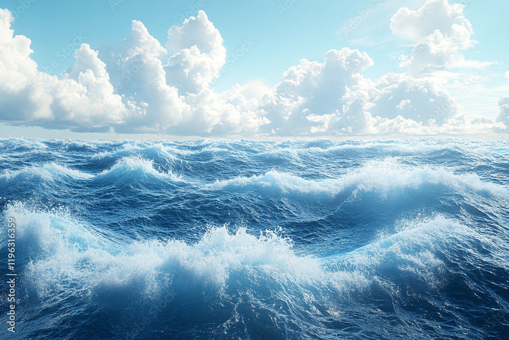 Fototapeta premium Ocean Waves Rolling Under a Cloudy Sky