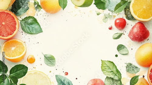 Concept of Healthy Eating Digital Background with Organic Elements, Generative AI