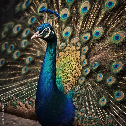 A cartoon-style peacock with exaggerated, playful features.