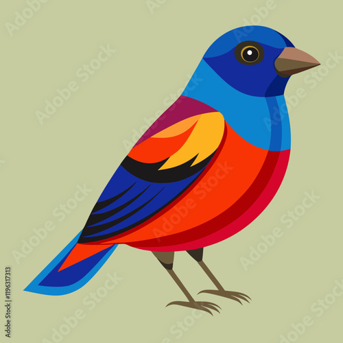 vector illustration of a painted bunting bird