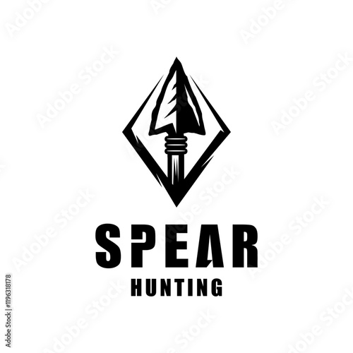 Traditional spear head logo template design for hunting