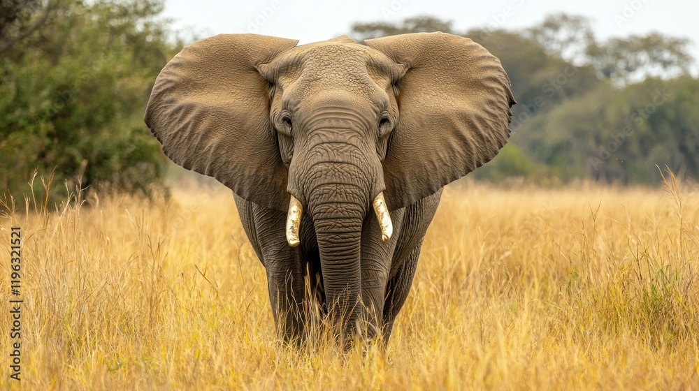 A large African elephant walking through a savannah. A large African elephant walking through a savannah.