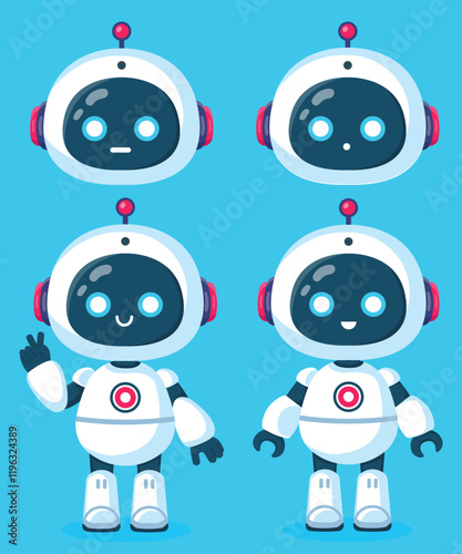 Cute robot. Vector flat illustration