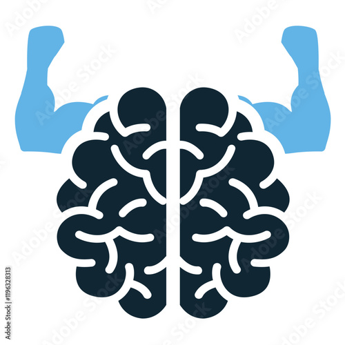 Willpower and Brain Power Icon, Strong Mind Vector Illustration Representing Mental Strength, Determination, Ideal for Motivation, Psychology, and Self-Improvement Projects