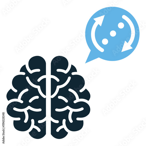 Rumination Psychology Icon Vector - Thought Process Symbol, Mental Health Illustration, Brainstorming, Overthinking Concept, Cognitive Psychology, Emotional Wellness, Editable Design