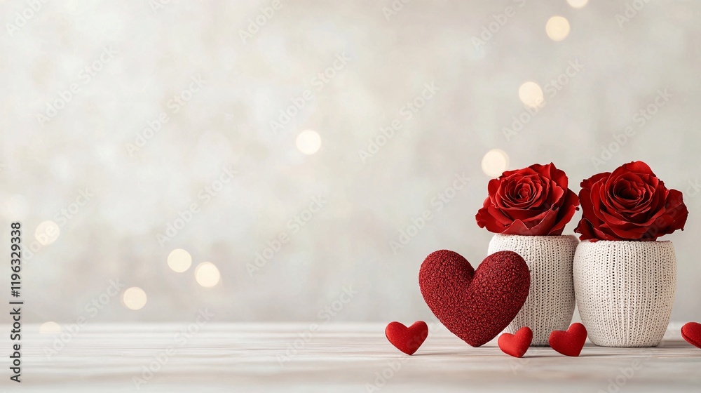 Valentines Day romantic  valentines background with red rose and heart