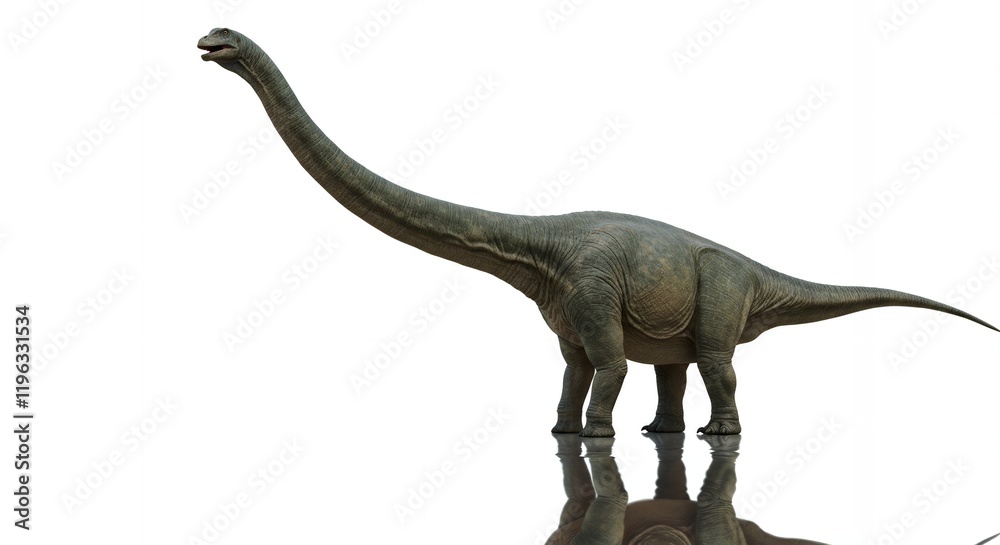 Obraz premium Powerful Mamenchisaurus Dinosaur Illustration Long Neck Prehistoric Animal Extinct Reptile Ancient Creature 