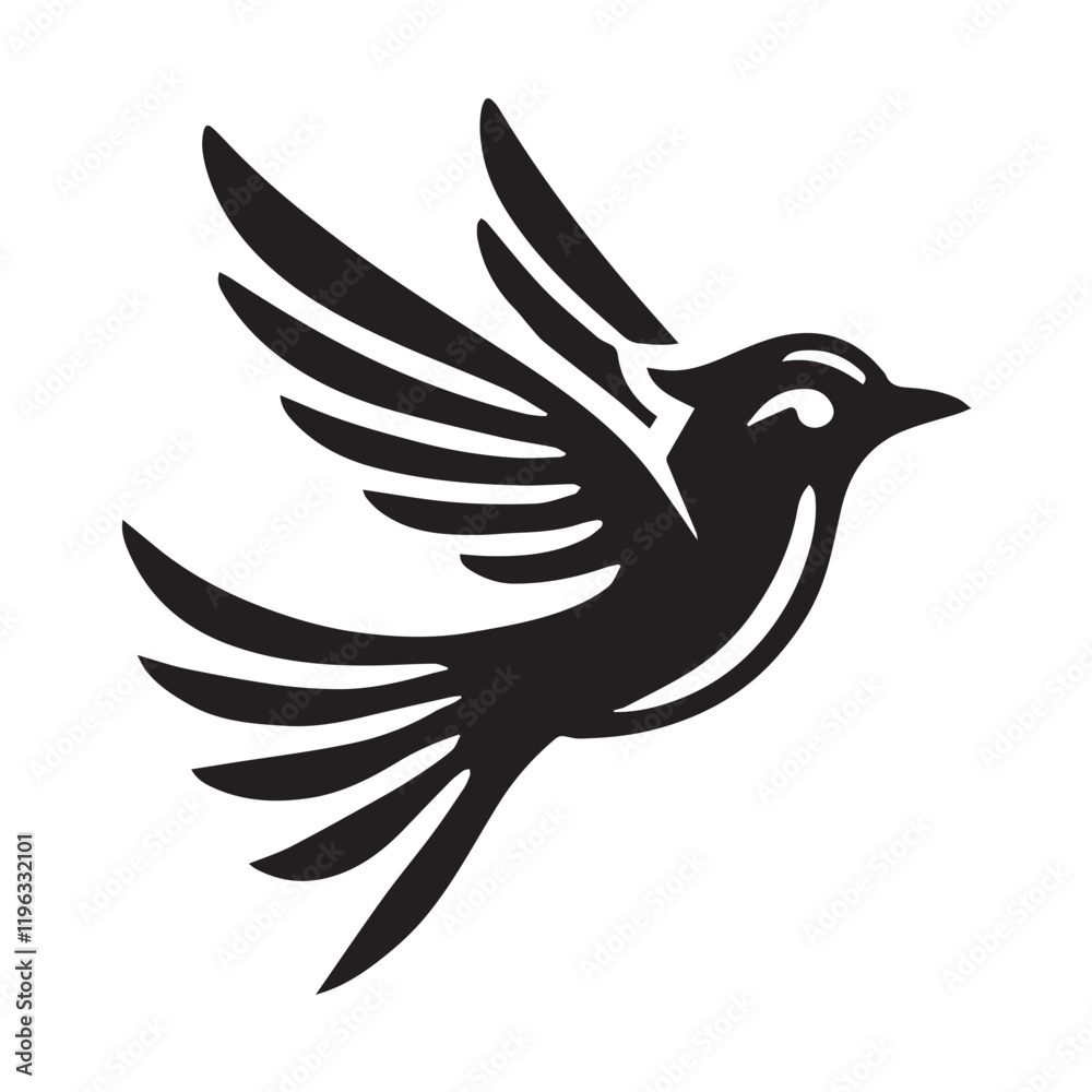 Fototapeta premium Silhouette of a bird in flight, perfect for logo design or branding.