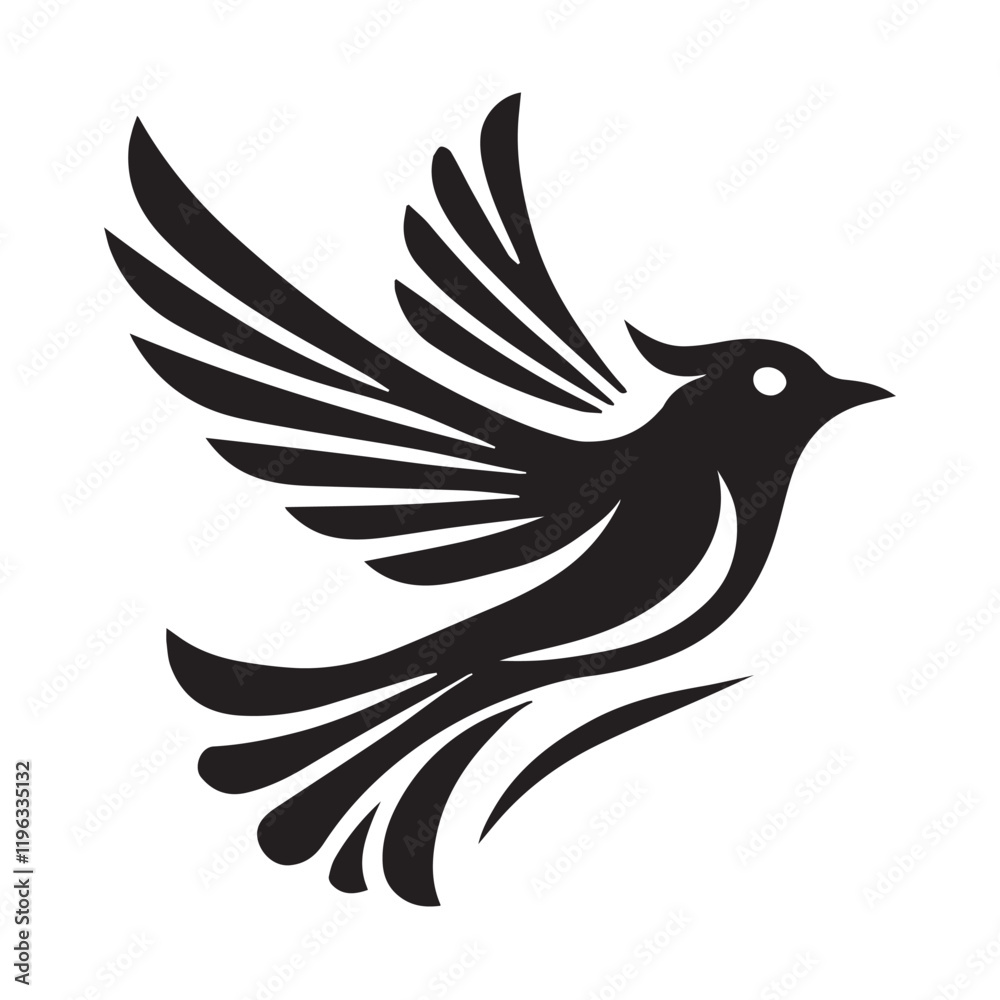 Fototapeta premium Silhouette of a bird in flight, perfect for logo design or branding.